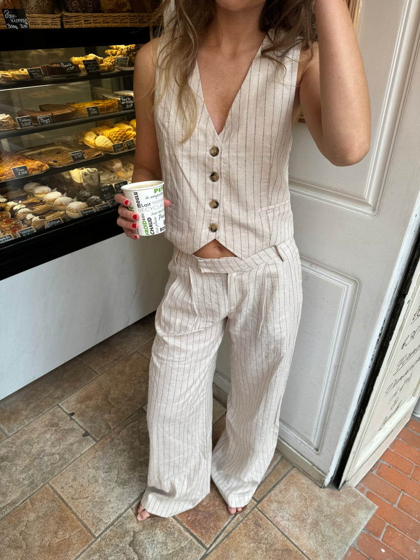 Gianni bukser med striber - Beige