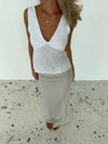 Lucy maxi hør nederdel - Beige