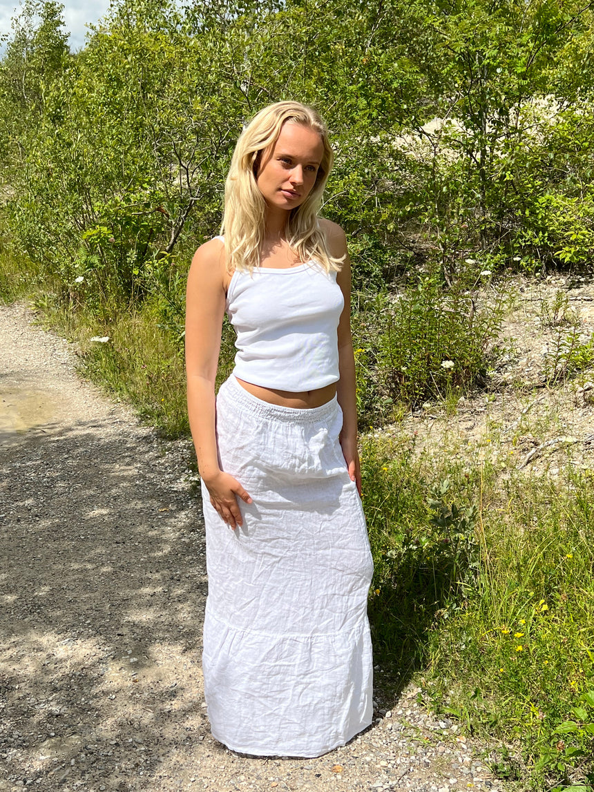 Nathalia hør nederdel - hvid