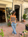 Star jeans med navy stjerner - lys denim