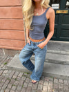Alaia lavtaljet jeans med lyn detalje - Lys denim
