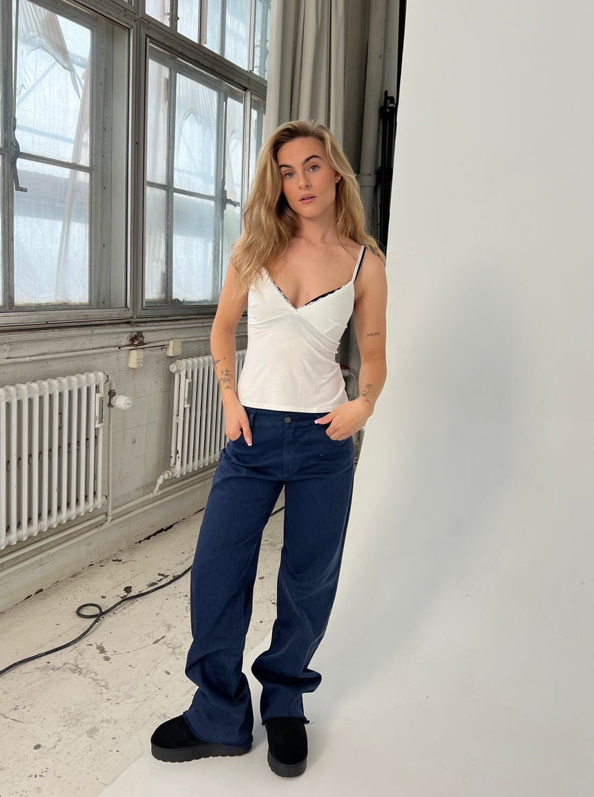 Gabardin jacquard jeans - navy