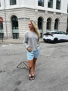 Andrea shorts med striber - Grøn/hvid