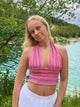 Roseanne stribet top - Pink