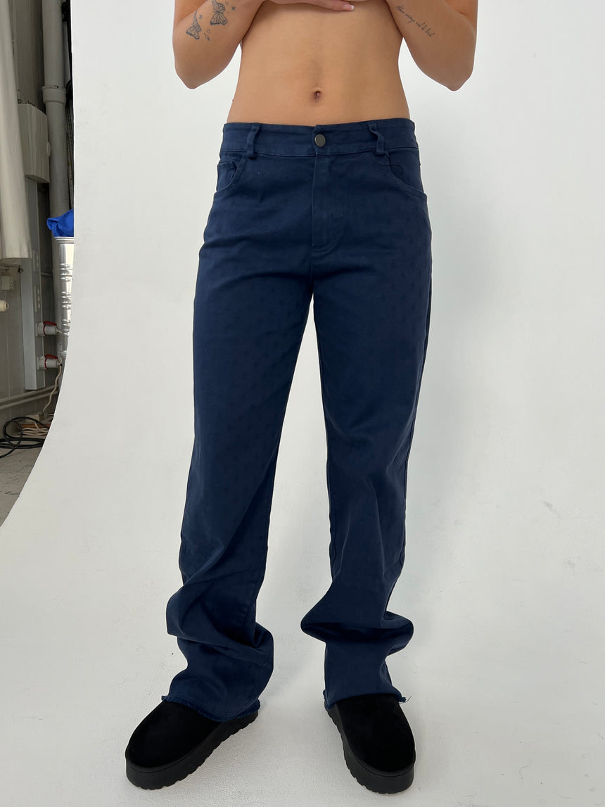 Gabardin jacquard jeans - navy