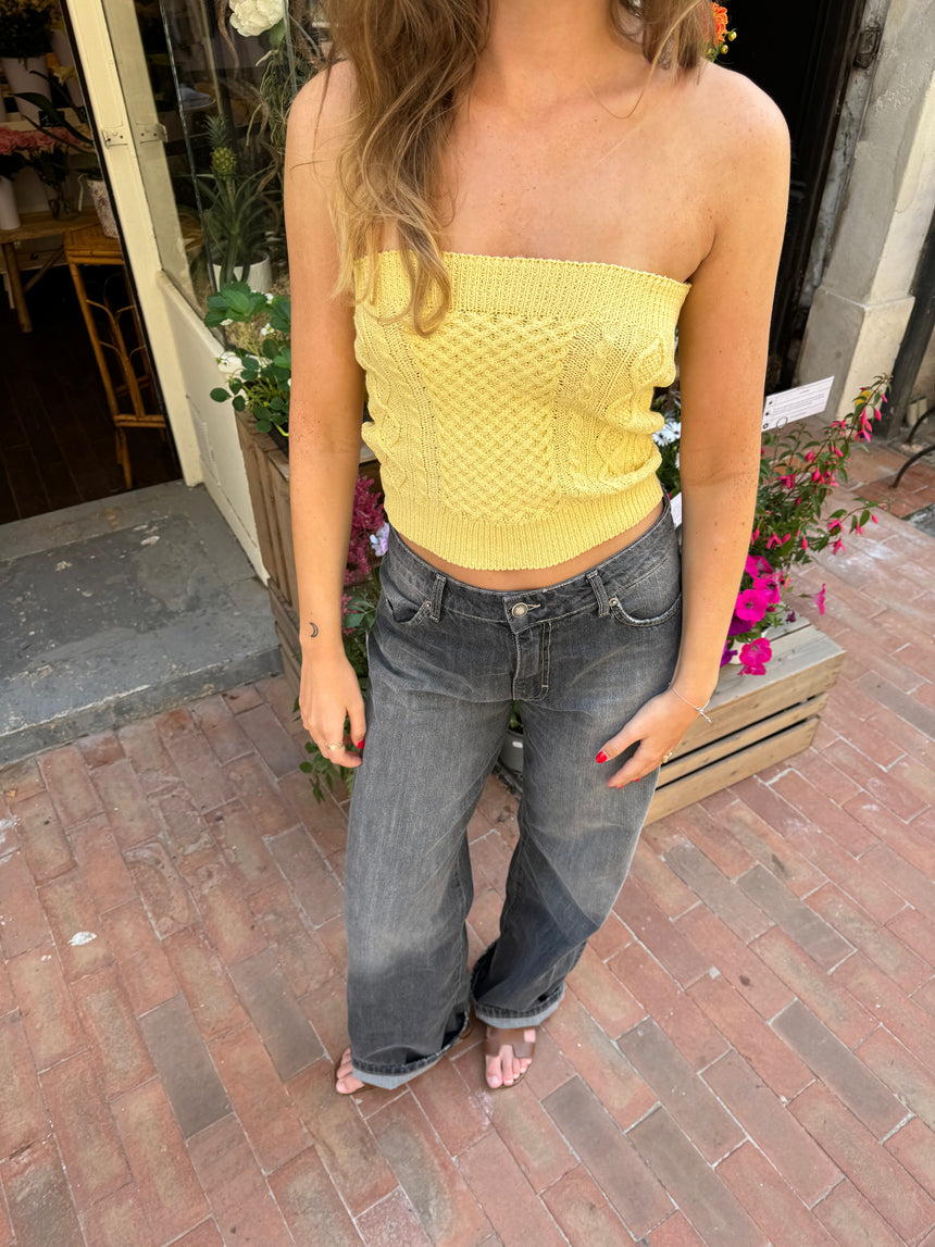 Isla strikket tube top - Gul
