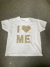 "I love me" leopard skrift baby tee - hvid