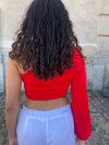 Samira one shoulder bluse - rød
