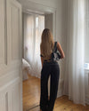 Kimmie top med polkaprikker - Sort/hvid