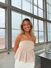 Moana hør top - Beige