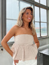 Moana hør top - Beige