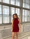 Lorraine halterneck glitter kjole - Rød