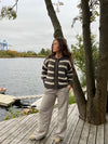 Flavia cardigan med striber- Brun/off white