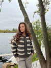 Flavia cardigan med striber- Brun/off white