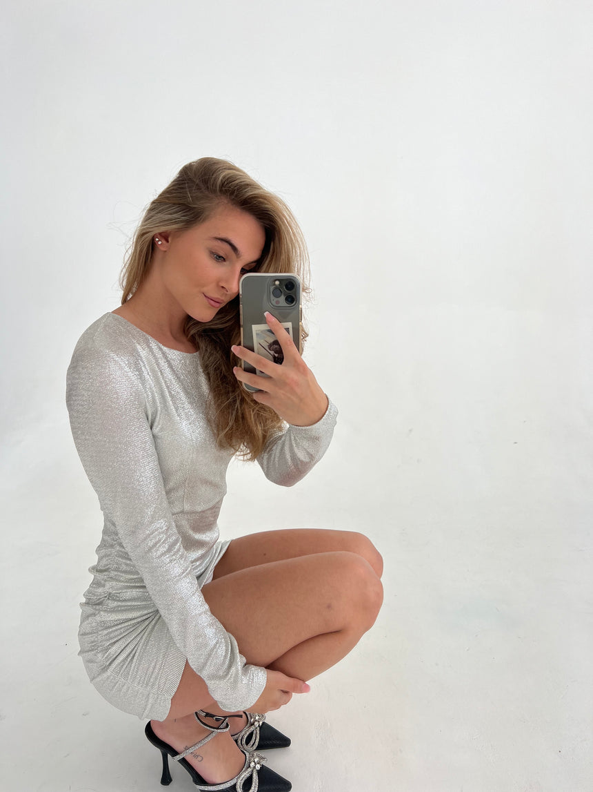 Kayla glitter kjole - Sølv
