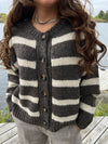 Flavia cardigan med striber- Brun/off white