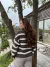 Flavia cardigan med striber- Brun/off white