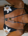 Sade bikini med blomster - Sort