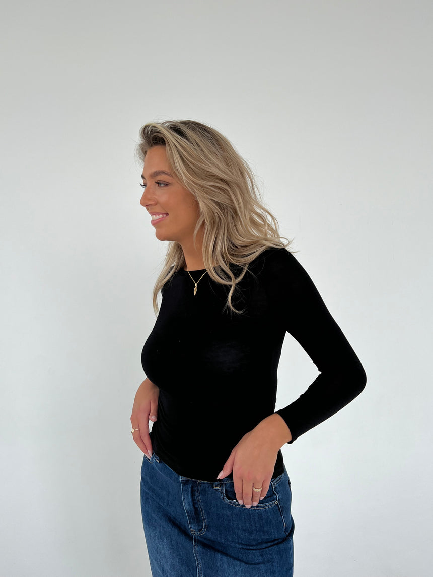 Tiana langærmet bluse - Sort