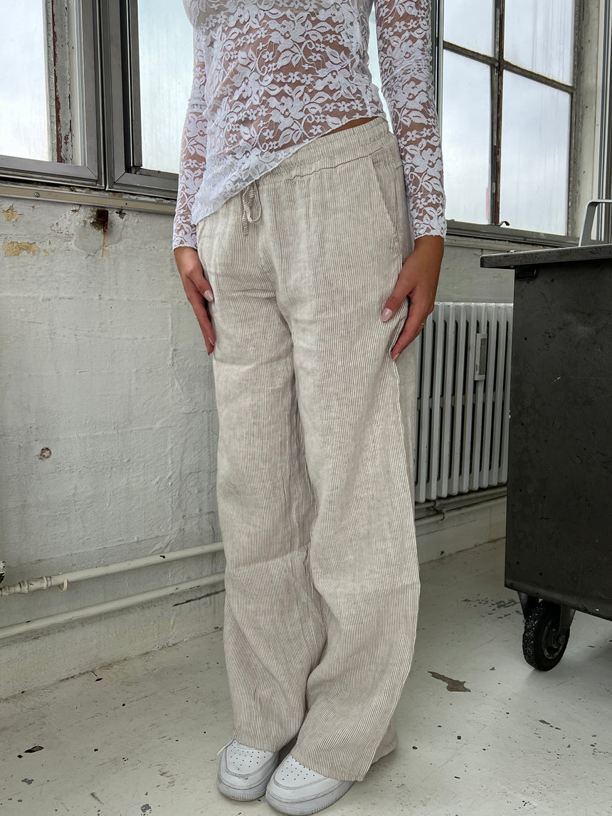 Milana hørbukser - beige/hvide striber