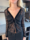 Isamara blonde bluse med velour - sort