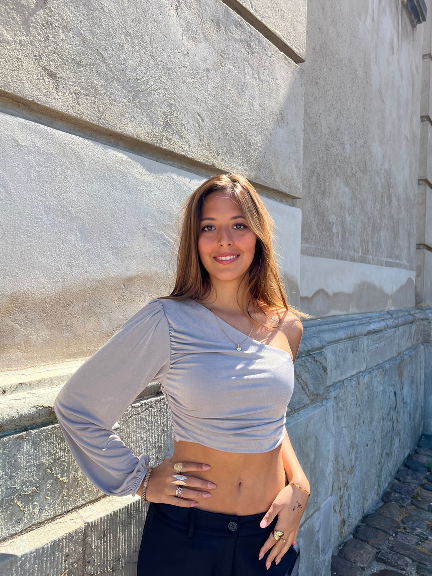 Samira one shoulder bluse - Grå