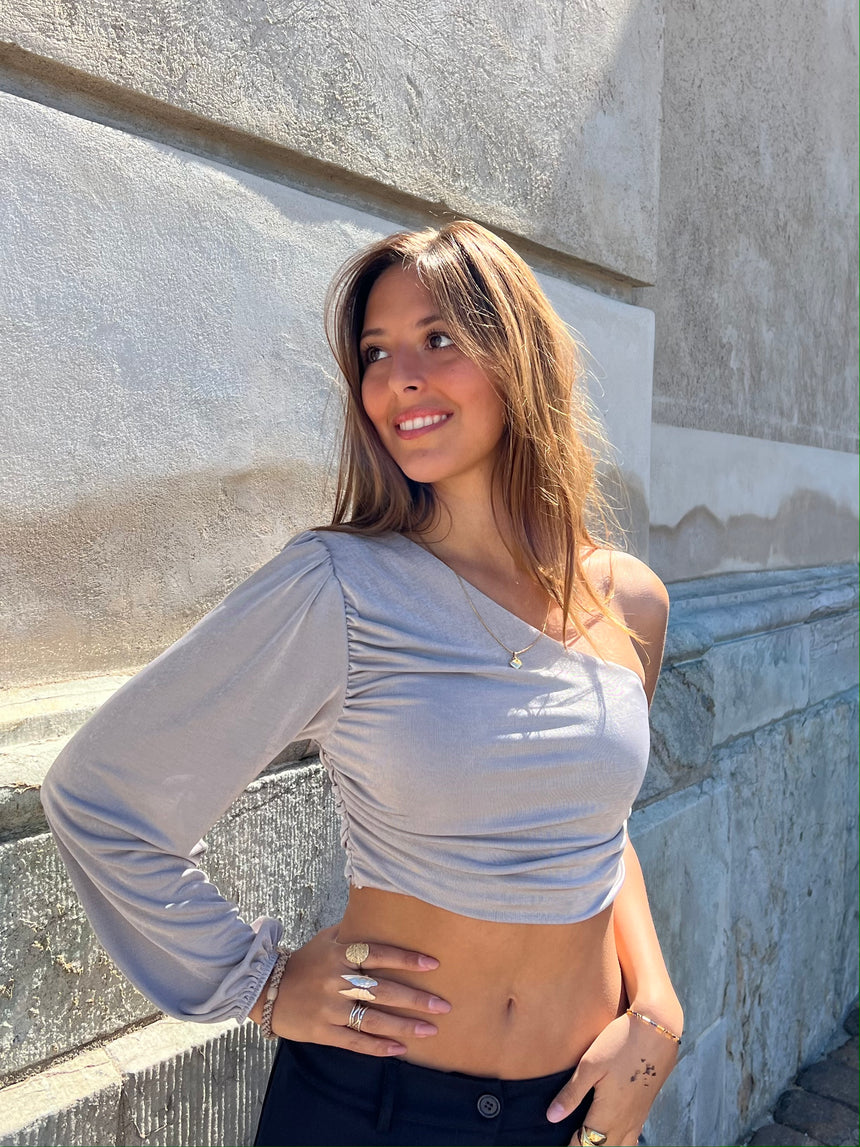 Samira one shoulder bluse - Grå
