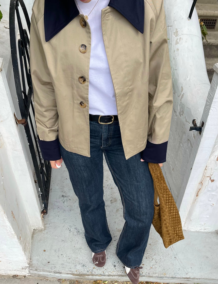 Noami trenchcoat med krave - Beige/navy