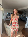 Elvalina kjole med blomster - Gul/rød