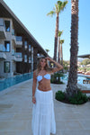 Oliviana bandeau bikini med mønster - Blå/hvid