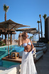 Oliviana bandeau bikini med mønster - Blå/hvid