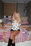 Lily top med polkaprikker - Hvid/sort