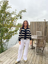 Flavia cardigan med striber - Sort/off white