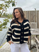 Flavia cardigan med striber - Sort/off white