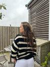 Flavia cardigan med striber - Sort/off white