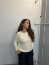 Simone striktrøje med knapper - Off-white