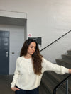 Simone striktrøje med knapper - Off-white