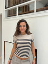 Eloisa bluse med striber - Beige/sort