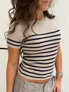 Eloisa bluse med striber - Beige/sort