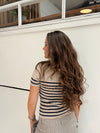 Eloisa bluse med striber - Beige/sort