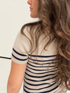 Eloisa bluse med striber - Beige/sort