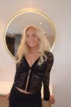 Isamara blonde bluse med velour - sort
