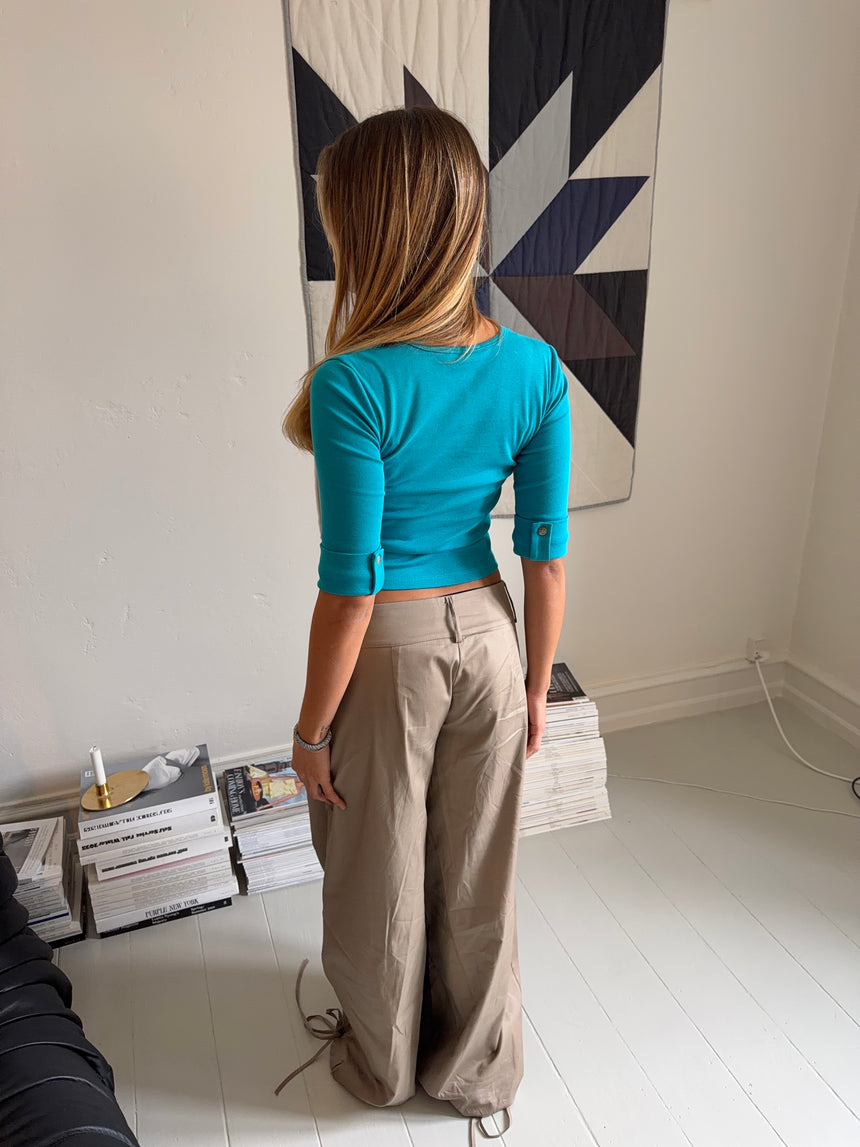 Velia 3/4 ærmet bluse med detaljer - Blå