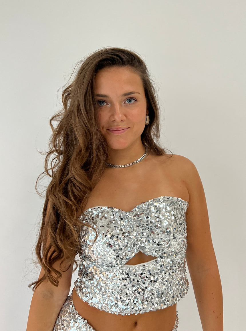 Aline palliet top - Sølv