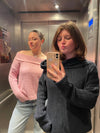 Elinor off shoulder strik - Lyserød