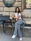 Milena stribede lavtaljede jeans - Sort