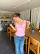 Mandaline tanktop med blondedetalje - Pink
