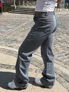 Milena stribede lavtaljede jeans - Sort