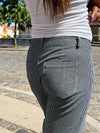 Milena stribede lavtaljede jeans - Sort