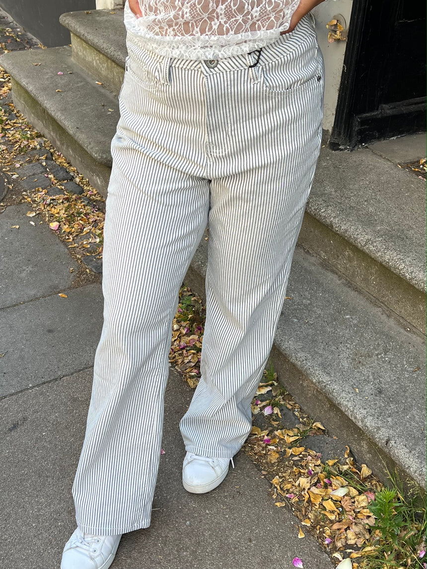 Elsa stribede jeans - Hvid